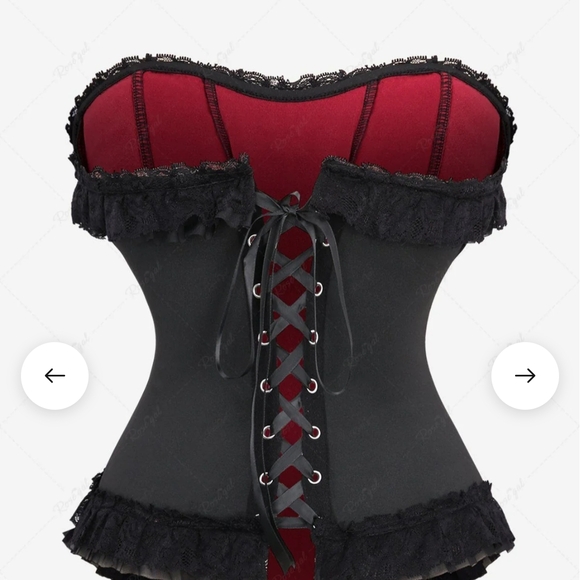 Other - Black & Red Lace-Up Bustier Corset Top